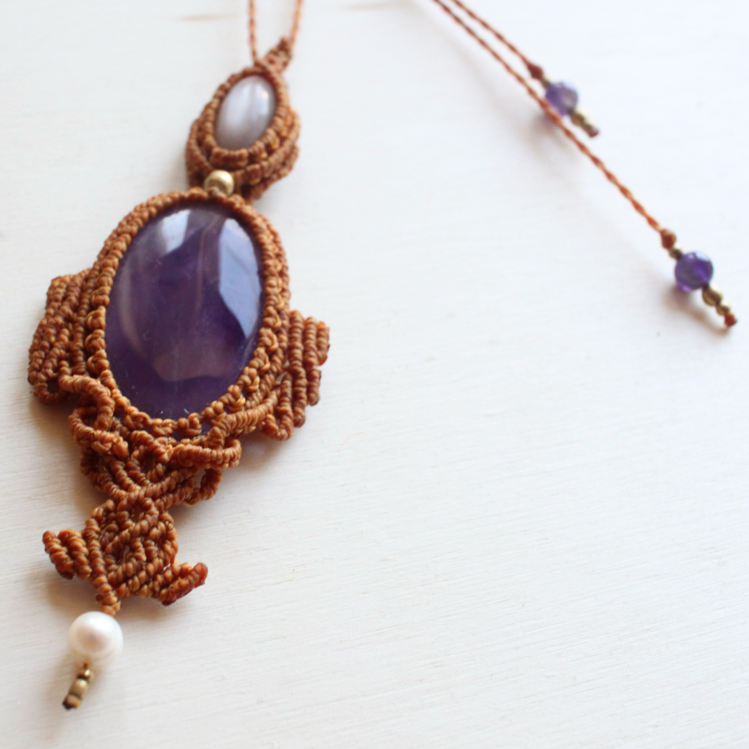 Collana Ametista e Pietra di luna