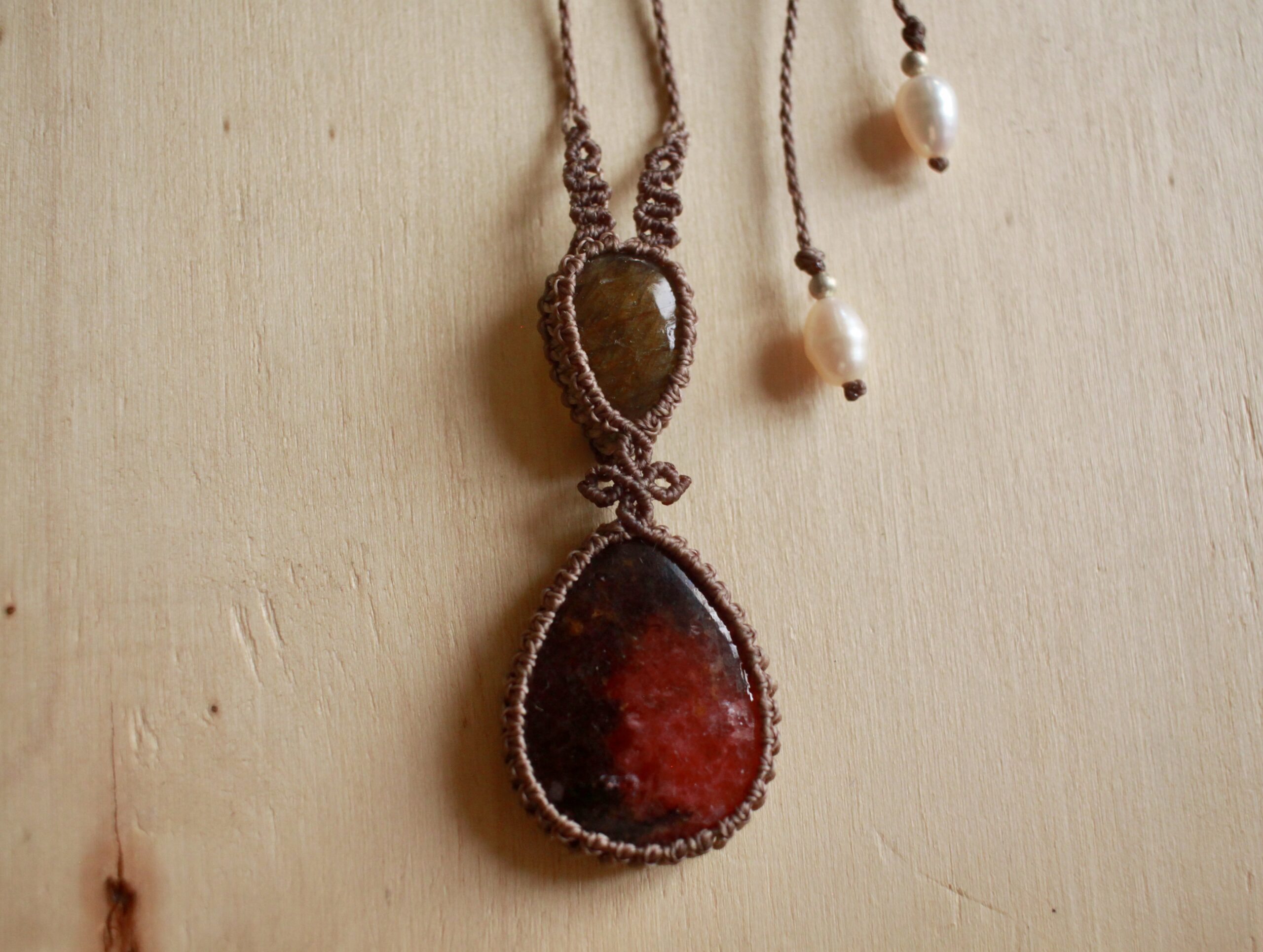 Collana Labradorite Viola e Rodonite