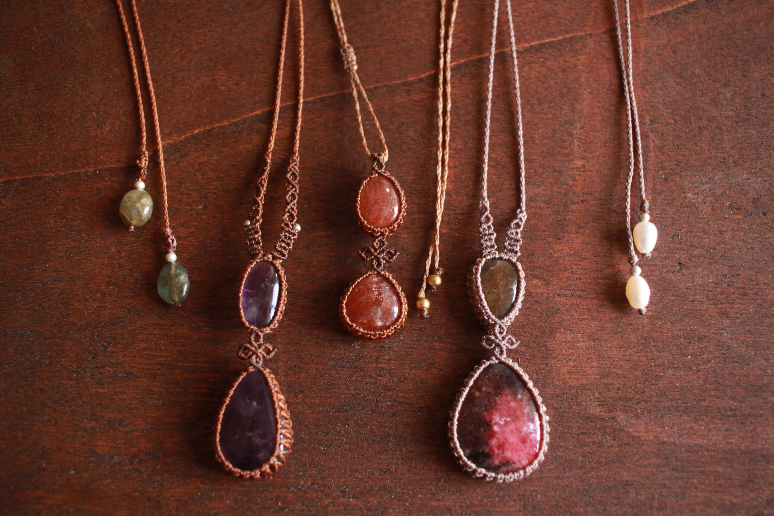Collana Labradorite Viola e Rodonite - immagine 3