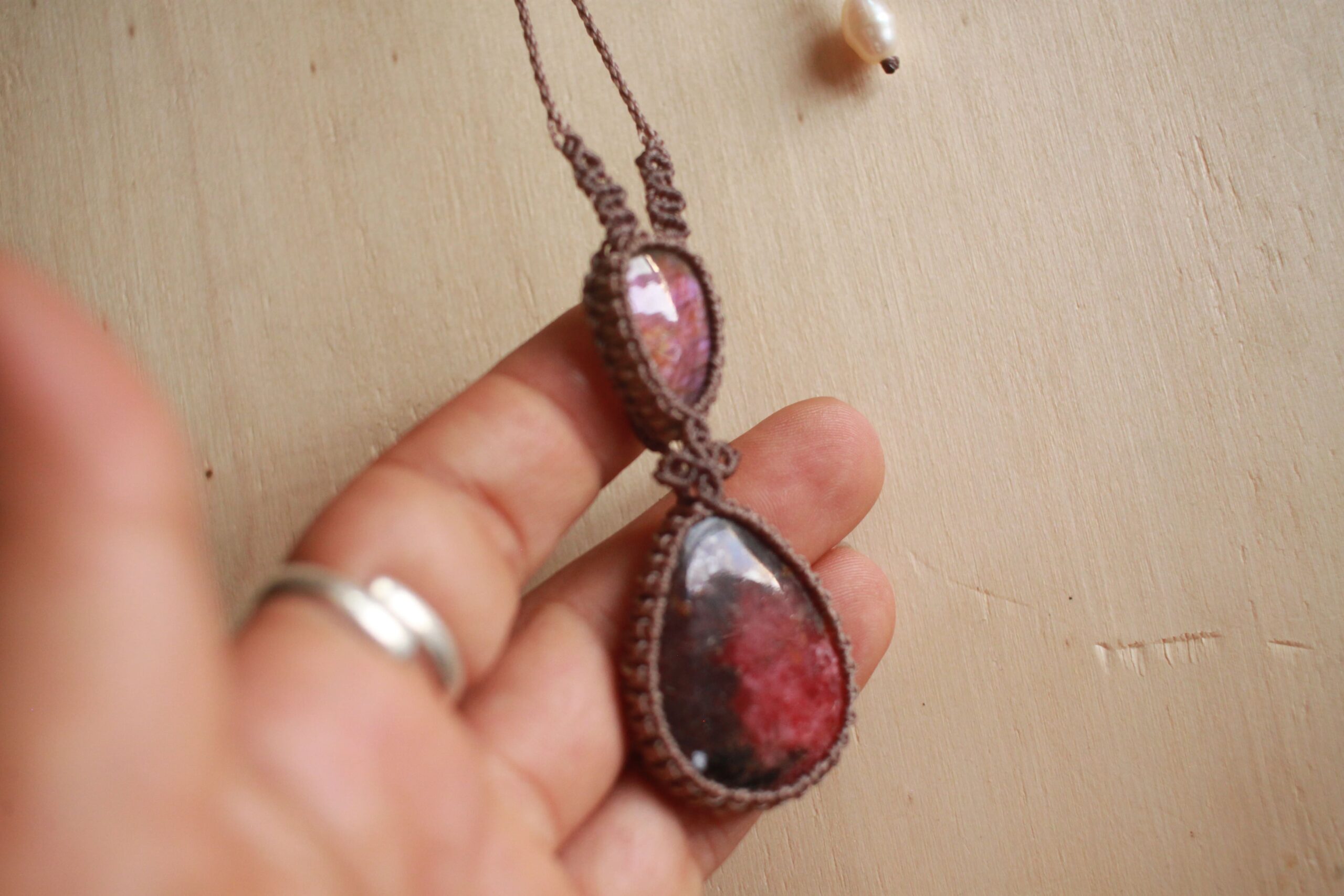 Collana Labradorite Viola e Rodonite - immagine 2